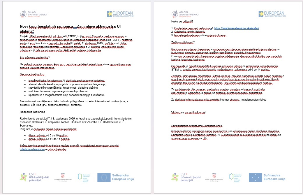 Novi krug besplatnih radionica: „Zanimljive aktivnosti s UI alatima“